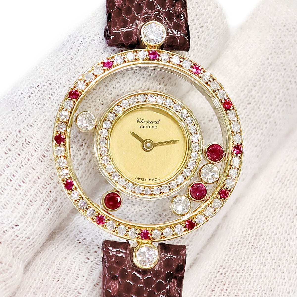 Chopard(ショパール) 腕時計 ハッピーダイヤモンド 20/4191-21 レディース K18YG/6Pムービングダイヤ ボルドー ショパール CHOPARD ハッピーダイヤモンド 20/4191-21 クオーツ