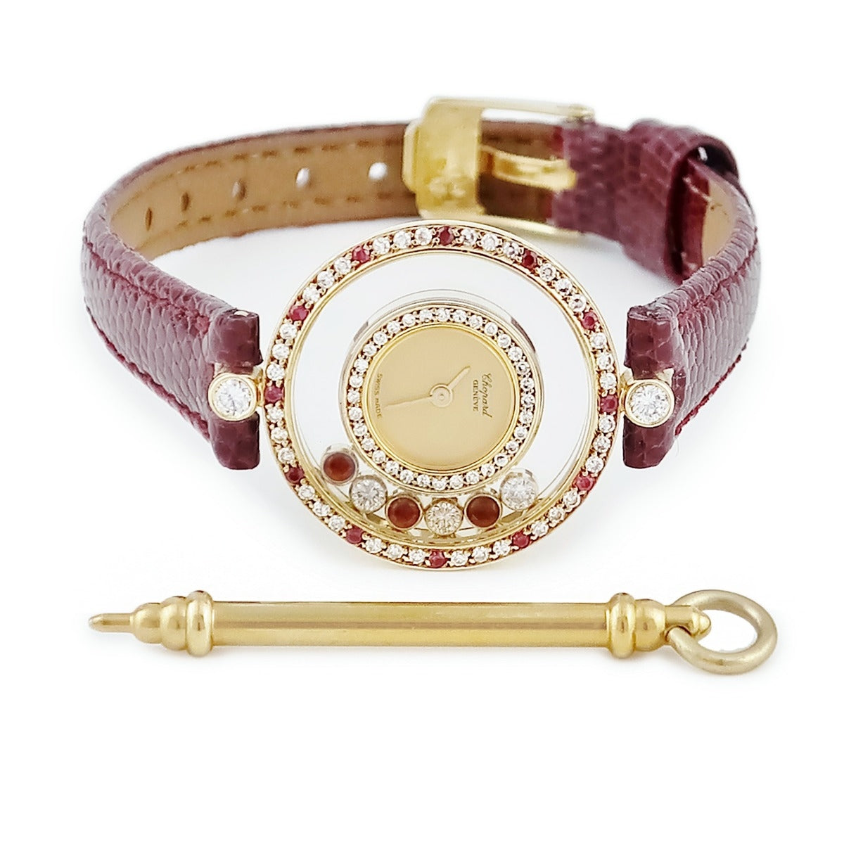 Chopard(ショパール) 腕時計 ハッピーダイヤモンド 20/4191-21 レディース K18YG/6Pムービングダイヤ ボルドー ショパール CHOPARD ハッピーダイヤモンド 20/4191-21 クオーツ