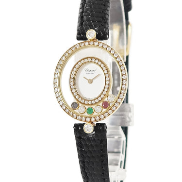 腕時計 ショパール CHOPARD ハッピーダイヤモンド 20/4292-24 クオーツ レディース K18YG無垢 純正ダイヤ&カラーストーン ムービング