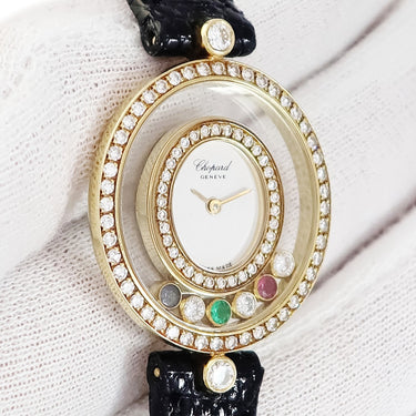 腕時計 ショパール CHOPARD ハッピーダイヤモンド 20/4292-24 クオーツ レディース K18YG無垢 純正ダイヤ&カラーストーン ムービング