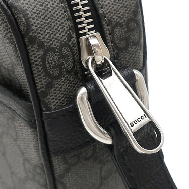 グッチ GUCCI GGスプリーム メッセンジャーバッグ 768391 グレー×ブラック GGスプリームキャンバス レザー ショルダーバッグ マットシルバー金具 PVCコーティング