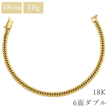 喜平 KIHEI K18 18金 18cm 10.4g 6面 ダブル W イエローゴールド 
