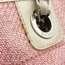 シャネル CHANEL ドーヴィル PM ピンク×ホワイト キャンバス レザー トートバッグ シルバー金具 ロゴ ココマーク チェーン トート