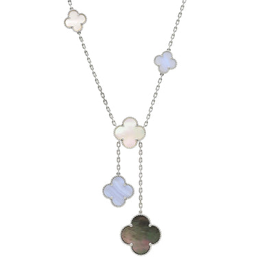 ヴァンクリーフアーペル Van Cleef & Arpels ヴィンテージ アルハンブラ VCARN18900 ホワイトゴールド×マルチカラー K18WG カルセドニー ホワイトマザーオブパール ブレーマザーオブパール ネックレス カルセドニー マザーオブパール3色