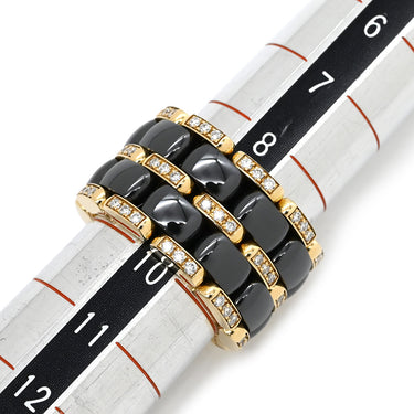 シャネル CHANEL ウルトラワイドリング ブラック✕イエローゴールド K18YG セラミック ダイヤモンド #49（JP9） リング 指輪 CHANEL 18K AU750 YG ダイヤ 9号