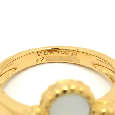 ヴァンクリーフアーペル Van Cleef & Arpels ヴィンテージ アルハンブラ VCARA41100 パールホワイト✕イエローゴールド K18YG ダイヤモンド マザーオブパール #47(JP7) リング 指輪 シェル 7号