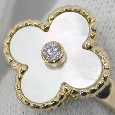 ヴァンクリーフアーペル Van Cleef & Arpels ヴィンテージ アルハンブラ VCARA41100 パールホワイト✕イエローゴールド K18YG ダイヤモンド マザーオブパール #47(JP7) リング 指輪 シェル 7号