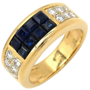 カルティエ Cartier ディアボロ ブルー×イエローゴールド K18YG サファイア ダイヤモンド #50(JP10) リング 指輪 サファイア ダイヤ 18K 750 YG 10号