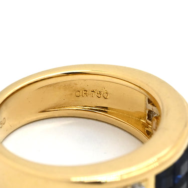 カルティエ Cartier ディアボロ ブルー×イエローゴールド K18YG サファイア ダイヤモンド #50(JP10) リング 指輪 サファイア ダイヤ 18K 750 YG 10号