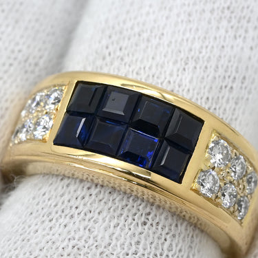 カルティエ Cartier ディアボロ ブルー×イエローゴールド K18YG サファイア ダイヤモンド #50(JP10) リング 指輪 サファイア ダイヤ 18K 750 YG 10号