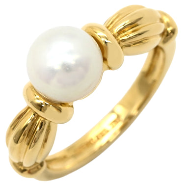 ティファニー Tiffany & Co パールリング パールホワイト×イエローゴールド K18YG パール リング 指輪 T&Co. Au750 18K 18金 1P 1粒 真珠 11号