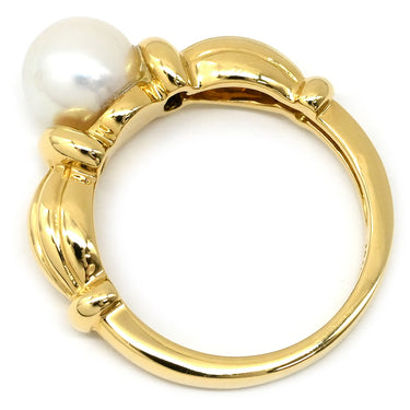 ティファニー Tiffany & Co パールリング パールホワイト×イエローゴールド K18YG パール リング 指輪 T&Co. Au750 18K 18金 1P 1粒 真珠 11号