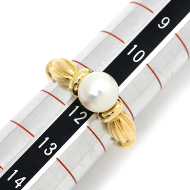 ティファニー Tiffany & Co パールリング パールホワイト×イエローゴールド K18YG パール リング 指輪 T&Co. Au750 18K 18金 1P 1粒 真珠 11号