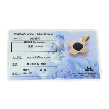 ポメラート Pomellato クロスモチーフ ワインレッド×イエローゴールド K18YG ガーネット ペンダントトップ Au750 18K 18金 ミックスカボション 十字架 大粒 ガーネット
