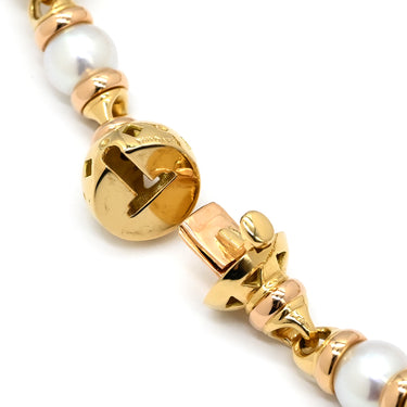 ブルガリ BVLGARI パール ネックレス パールホワイト×イエローゴールド K18YG パール ネックレス Au750 18K 18金 真珠