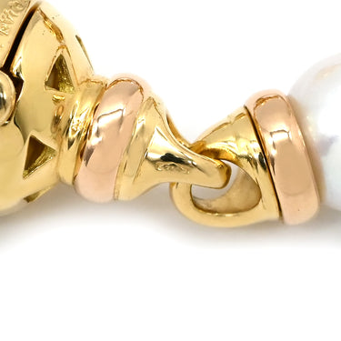 ブルガリ BVLGARI パール ネックレス パールホワイト×イエローゴールド K18YG パール ネックレス Au750 18K 18金 真珠