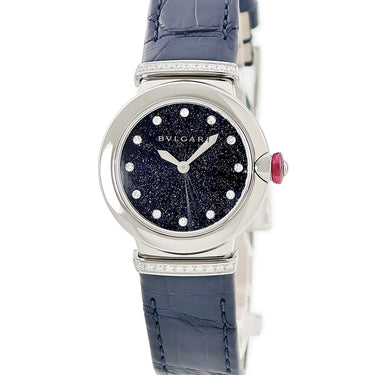 腕時計 ブルガリ BVLGARI ルチェア 103617 LU28S クオーツ レディース 純正ダイヤ ブルー アベンチュリン マルケトリ