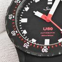 腕時計 ジン SINN U50.S 自動巻き メンズ Uボートスチール DLC テギメント加工 ダイバーズ 4時位置リューズ 黒