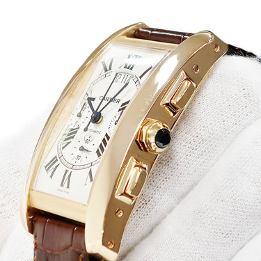 腕時計 カルティエ Cartier タンクアメリカン クロノグラフ XL W2609356 自動巻き メンズ K18PG無垢 角型 ローマン 青針 ビッグデイト