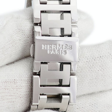 腕時計 エルメス HERMES クリッパー デイト CL5.410 自動巻き メンズ レディース OH済 ホワイト シェル アラビア
