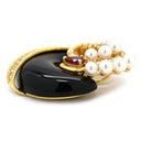 クリスチャン ベルナール CHRISTIAN BERNARD ブラックカルセドニー ルビー あこやパール ダイヤ パールホワイト×ブラック×レッド×イエローゴールド K18YG ルビー ブラックカルセドニー ダイヤモンド あこやパール ブローチ ペンダントトップ