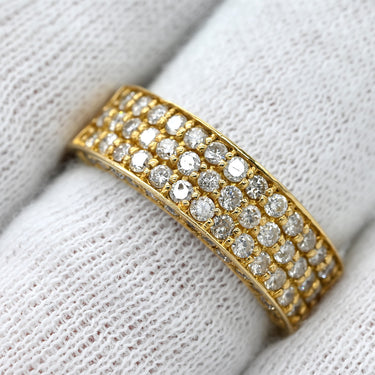 ノンブランド NON BRAND ダイヤ 1.00ct イエローゴールド K18YG ダイヤモンド リング 指輪 K18YG Au750 18K パヴェワイドリング 14.5号
