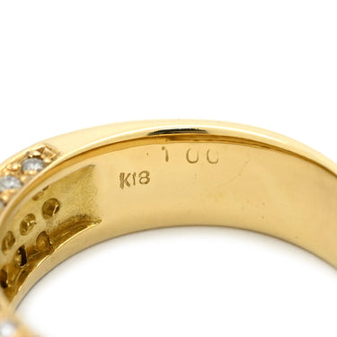 ノンブランド NON BRAND ダイヤ 1.00ct イエローゴールド K18YG ダイヤモンド リング 指輪 K18YG Au750 18K パヴェワイドリング 14.5号
