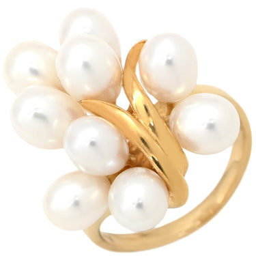 タサキ TASAKI パール リング パールホワイト×イエローゴールド K18YG パール リング 指輪 K18YG クラスター真珠 オーバル型パール 10.5号