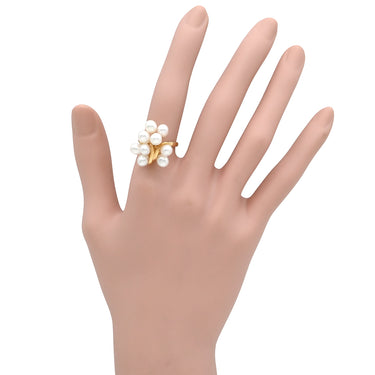 タサキ TASAKI パール リング パールホワイト×イエローゴールド K18YG パール リング 指輪 K18YG クラスター真珠 オーバル型パール 10.5号