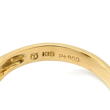 タサキ TASAKI ダイヤ デザインリング パールホワイト×イエローゴールド K18YG Pt900 パール ダイヤモンド リング 指輪 TASAKI Au750 18K 18金 パヴェ 10号