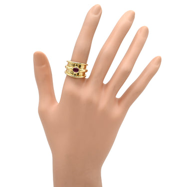 ノンブランド NON BRAND ルビー デザインリング レッド×イエローゴールド K18YG ルビー リング 指輪 赤 Au750 18K 18金