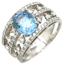 ノンブランド NON BRAND アクアマリン2.07ct ダイヤ0.83ct ブルー×プラチナシルバー Pt900 アクアマリン リング 指輪 Pt900 ライトブルー 水色 オープンワーク 13号
