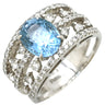 ノンブランド NON BRAND アクアマリン2.07ct ダイヤ0.83ct ブルー×プラチナシルバー Pt900 アクアマリン リング 指輪 Pt900 ライトブルー 水色 オープンワーク 13号