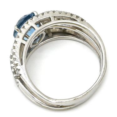 ノンブランド NON BRAND アクアマリン2.07ct ダイヤ0.83ct ブルー×プラチナシルバー Pt900 アクアマリン リング 指輪 Pt900 ライトブルー 水色 オープンワーク 13号