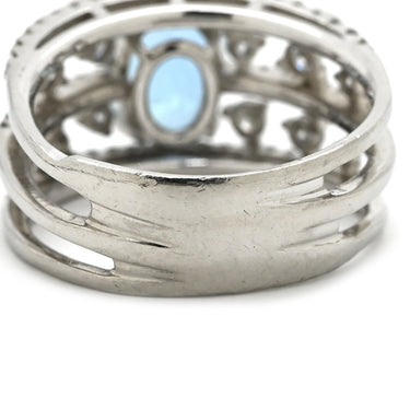 ノンブランド NON BRAND アクアマリン2.07ct ダイヤ0.83ct ブルー×プラチナシルバー Pt900 アクアマリン リング 指輪 Pt900 ライトブルー 水色 オープンワーク 13号