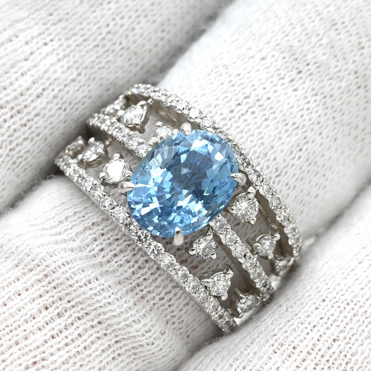 ノンブランド NON BRAND アクアマリン2.07ct ダイヤ0.83ct ブルー