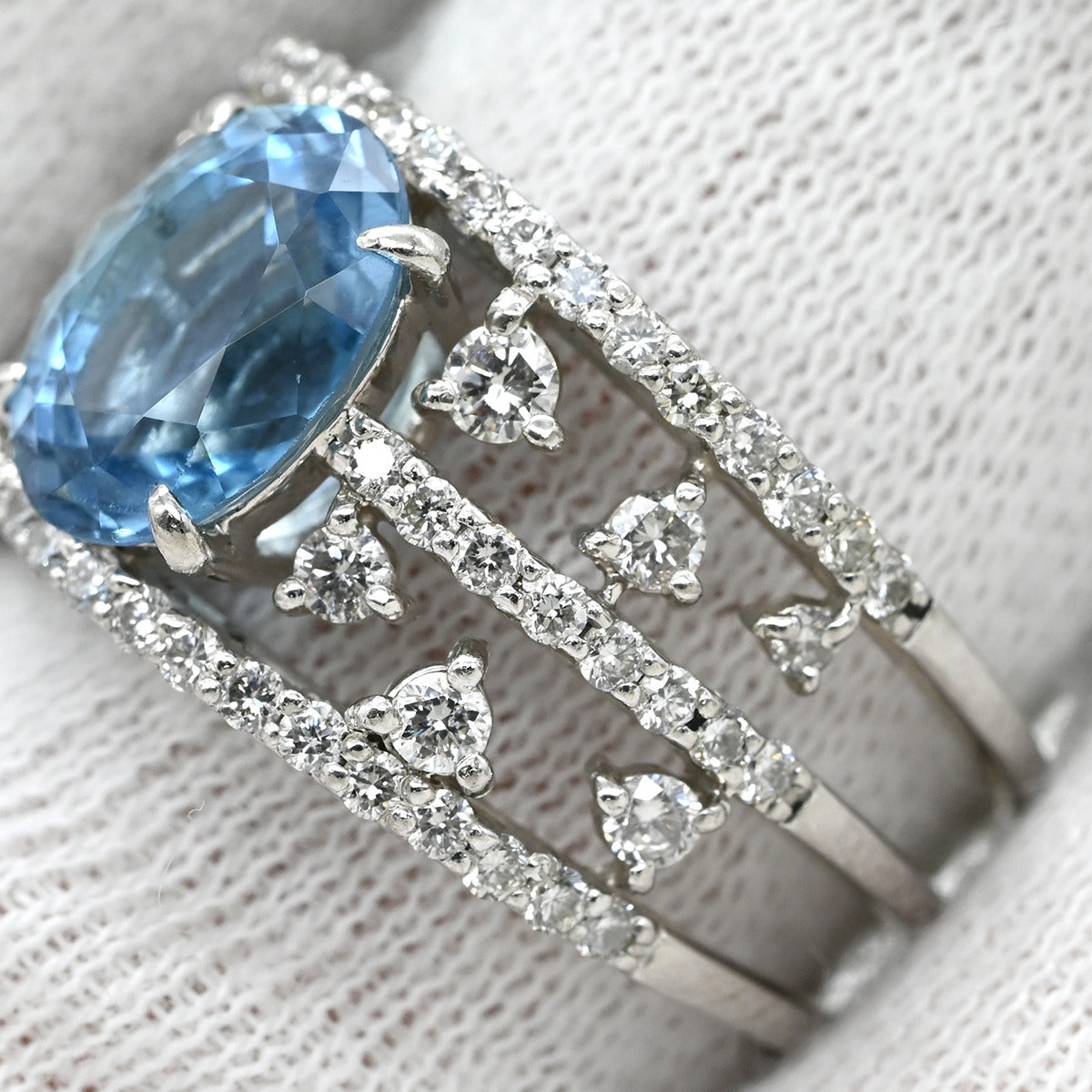 ノンブランド NON BRAND アクアマリン2.07ct ダイヤ0.83ct ブルー