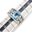 ノンブランド NON BRAND アクアマリン2.07ct ダイヤ0.83ct ブルー×プラチナシルバー Pt900 アクアマリン リング 指輪 Pt900 ライトブルー 水色 オープンワーク 13号
