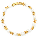 タサキ TASAKI クロスモチーフ パール パールホワイト×イエローゴールド K18YG パール ブレスレット TASAKI K18 Au750 ステーションブレスレット 真珠 アコヤ