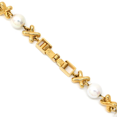 タサキ TASAKI クロスモチーフ パール パールホワイト×イエローゴールド K18YG パール ブレスレット TASAKI K18 Au750 ステーションブレスレット 真珠 アコヤ