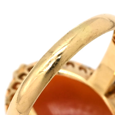 ノンブランド NON BRAND シェルカメオ ホワイト×ブラウン×イエローゴールド K18YG シェル リング 指輪 18K 750 YG 彫刻 女性 横顔 12.5号