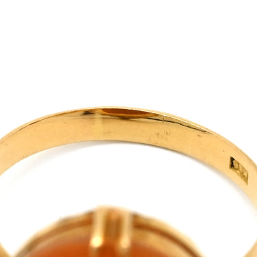 ノンブランド NON BRAND シェルカメオ ホワイト×ブラウン×イエローゴールド K18YG シェル リング 指輪 18K 750 YG 彫刻 女性 横顔 12.5号