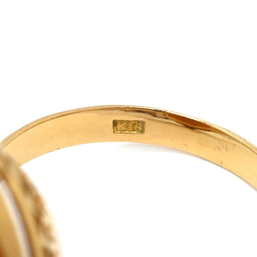 ノンブランド NON BRAND シェルカメオ ホワイト×ブラウン×イエローゴールド K18YG シェル リング 指輪 18K 750 YG 彫刻 女性 横顔 12.5号