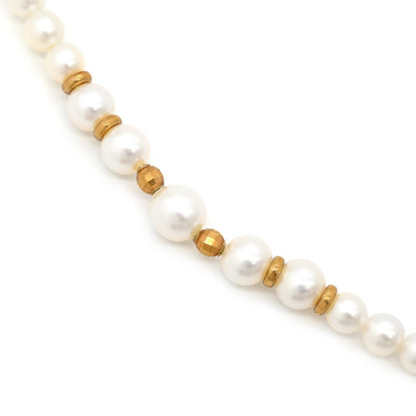 タサキ TASAKI 淡水パール パールホワイト×イエローゴールド K18YG パール K16YG(ビーズ)金性確認済 ネックレス TASAKI K18 K16 真珠 セミラウンドシェイプ