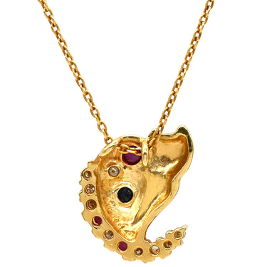 タサキ TASAKI ダイヤ キャット ペンダント イエローゴールド K18YG ダイヤモンド 色石 ネックレス Au750 18K 18金 YG アニマルモチーフ 三日月 猫