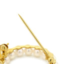 ミキモト MIKIMOTO あこやパール ダイヤ パールホワイト×イエローゴールド K18YG ダイヤモンド パール ブローチ Au750 18K 18金 YG 真珠 ホルンモチーフ ラウンドシェイプ