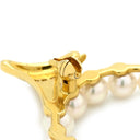 ミキモト MIKIMOTO あこやパール ダイヤ パールホワイト×イエローゴールド K18YG ダイヤモンド パール ブローチ Au750 18K 18金 YG 真珠 ホルンモチーフ ラウンドシェイプ