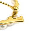 ミキモト MIKIMOTO あこやパール ダイヤ パールホワイト×イエローゴールド K18YG ダイヤモンド パール ブローチ Au750 18K 18金 YG 真珠 ホルンモチーフ ラウンドシェイプ