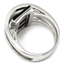 ランバン LANVIN オニキス ダイヤ ブラック×プラチナシルバー Pt900 オニキス ダイヤモンド リング 指輪 Pt900 パヴェ 幅広 レクタンギュラー 黒 モノトーン スプリットアーム 11号