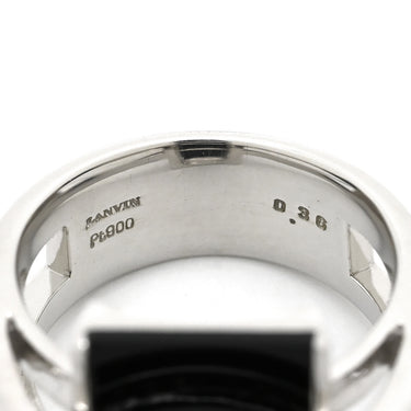 ランバン LANVIN オニキス ダイヤ ブラック×プラチナシルバー Pt900 オニキス ダイヤモンド リング 指輪 Pt900 パヴェ 幅広 レクタンギュラー 黒 モノトーン スプリットアーム 11号